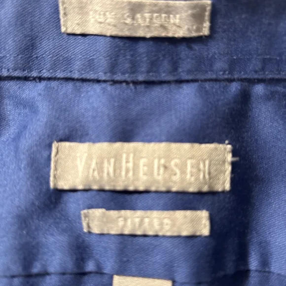 Van Heusen Royal Blue Long Sleeve Fitted Lux Sateen Shirt - Picture 4 of 7
